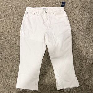 NWT Abercrombie & Fitch ultra high rise kick flare white denim jean sz 32 short